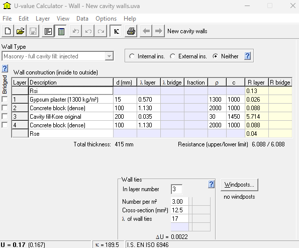 BRE U Value calculator